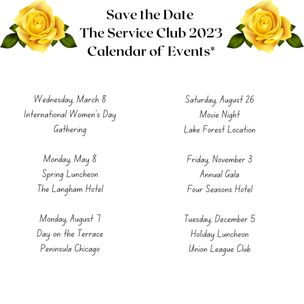 Service Club 2023 Calendar of Events